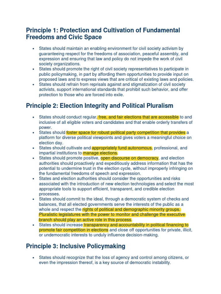 Democratic Princilpes Pdf Democracy Political Ideologies