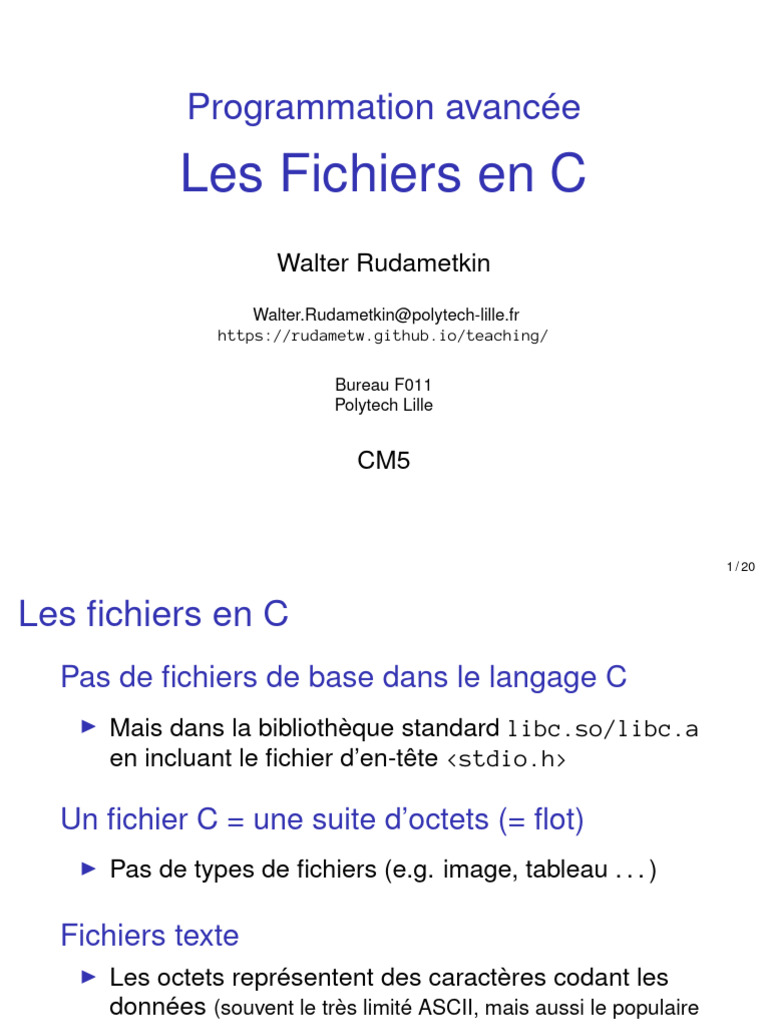 Fichiers en C : Concepts et Utilisation | PDF | Fichier informatique ...