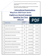 Speaking Test Timings 2023-2024