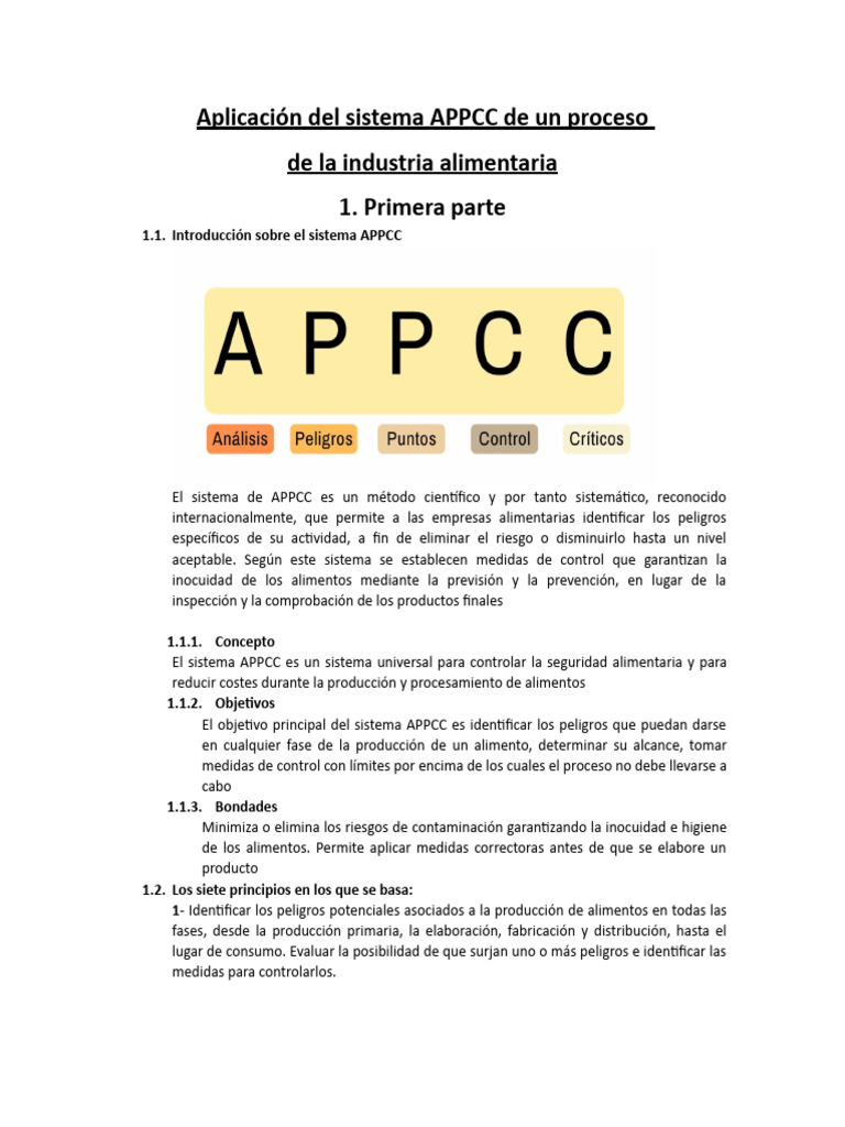 Aplicación Del Sistema APPCC de Un Proceso de La Industria Alimentaria ...