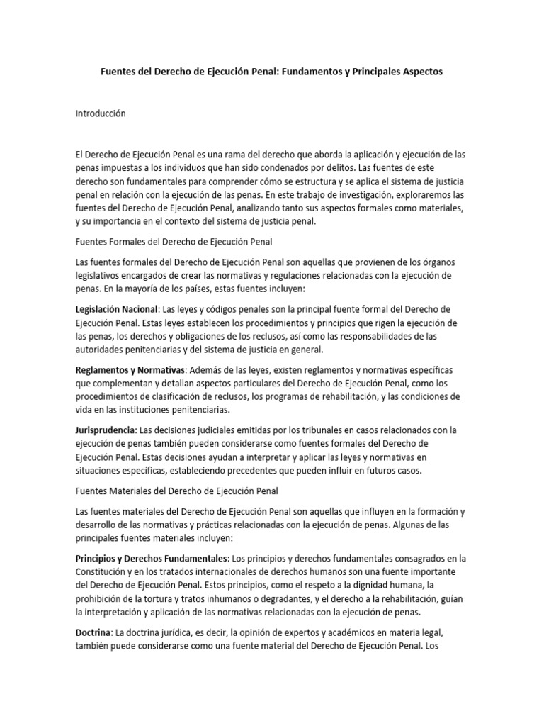 Fuentes del Derecho de Ejecución Penal | PDF | Pena capital | Derecho penal
