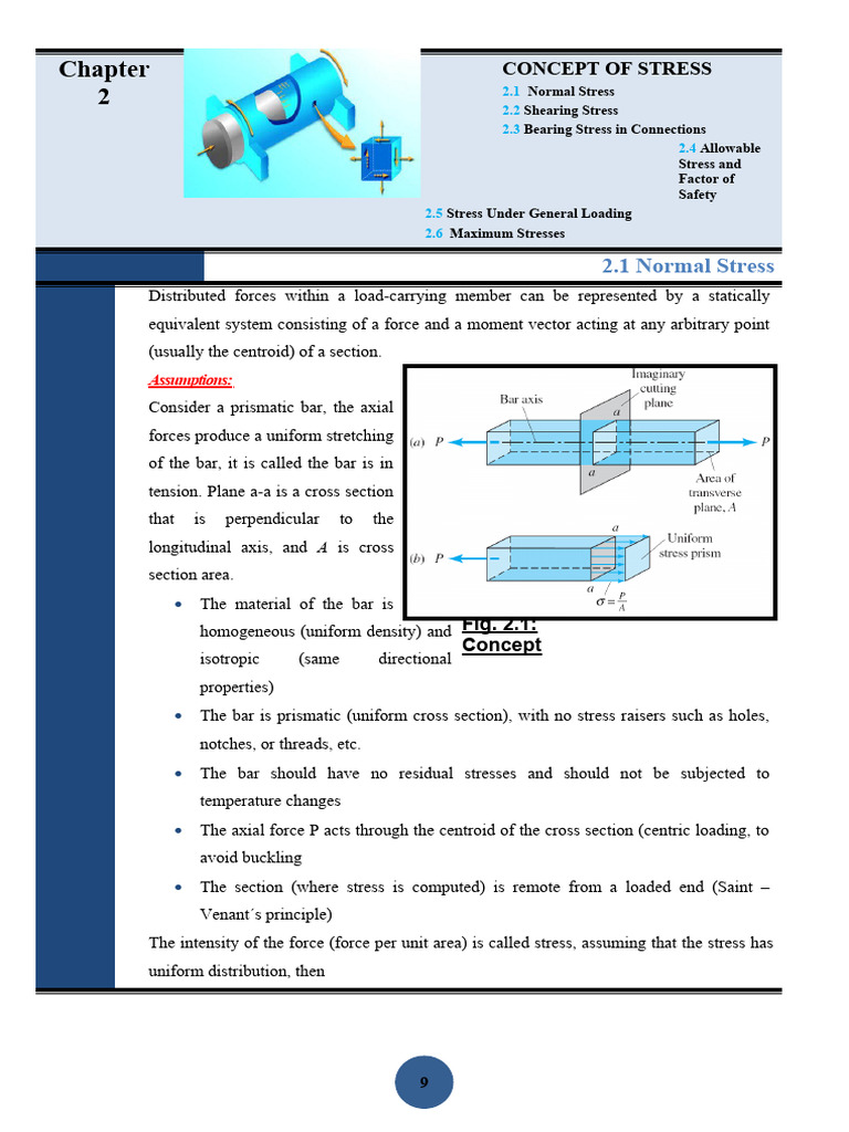 ChapteTWO Stress Concept | PDF | Stress (Mechanics) | Strength Of Materials