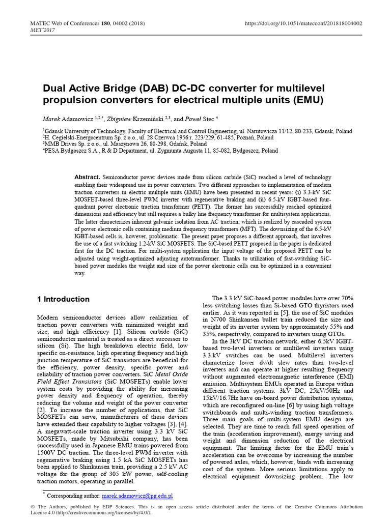 Dual Active Bridge DAB DC-DC Converter For Multile | PDF | Power ...