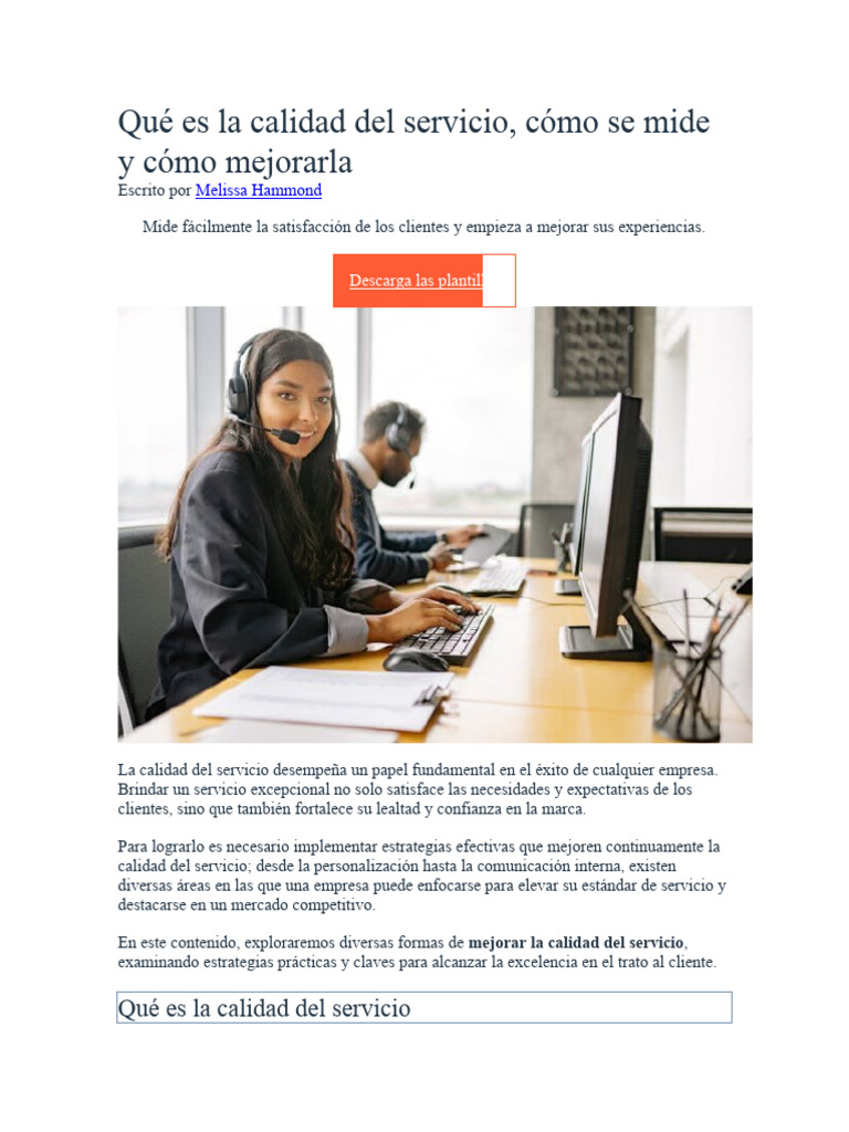 Qué Es La Calidad Del Servicio Pdf Calidad Comercial Business