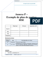 Annexe P - Exemple de Plan de Gestion HSE: Préparé Par Revu Par Approbation AOP