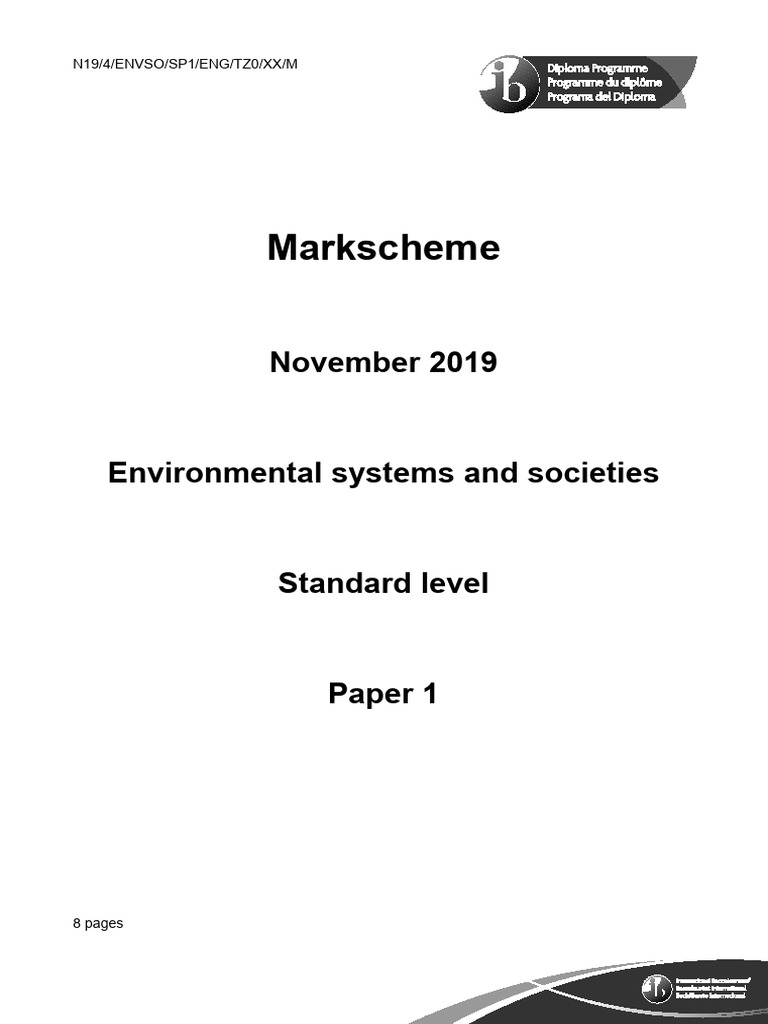 IB ESS Paper 1 Markscheme 2019 | PDF | Whales | Phytoplankton