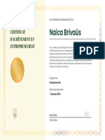 Naïca Brivaüs: Certificat D'Achèvement en Entrepreneuriat