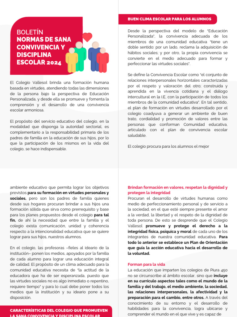 Normas de Convivencia Escolar 2024 | PDF | Salón de clases | Familia