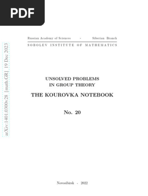 Kourovka Notebook: Unsolved Group Problems | PDF | Group