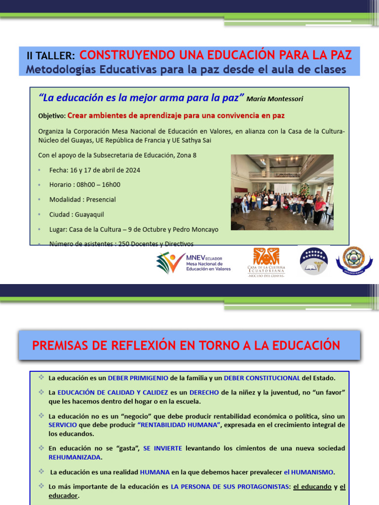 Educación para Una Cultura de Paz | PDF | Educación de la primera ...