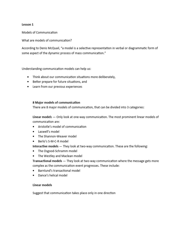 Models of communication pdf communication psychology