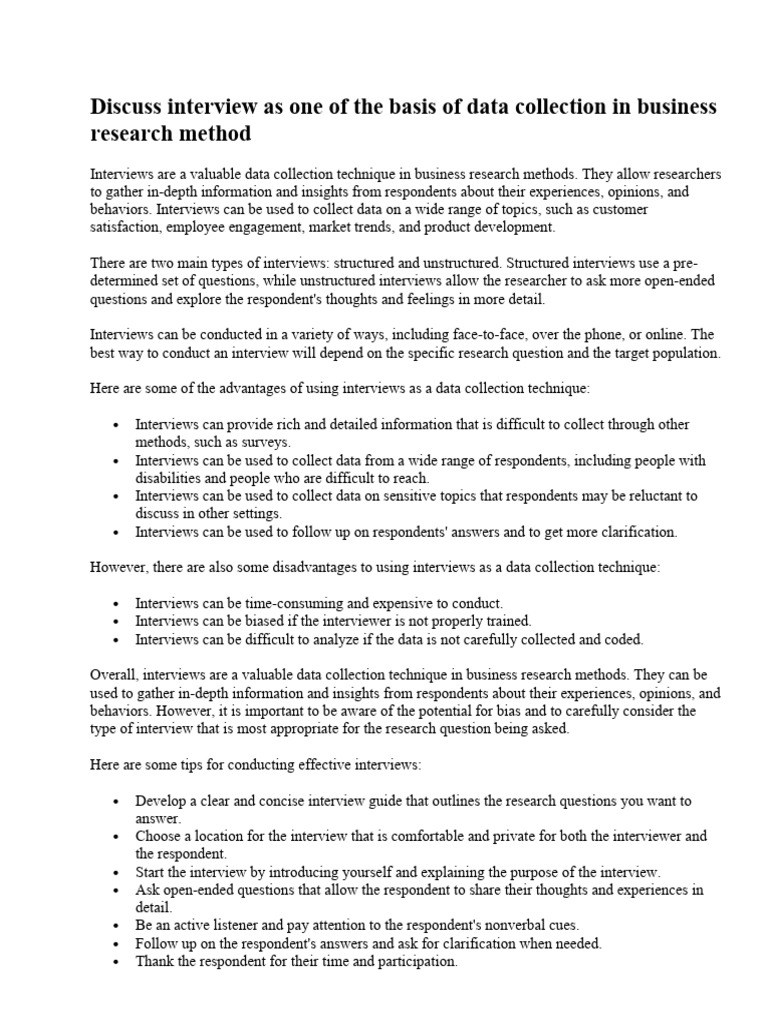 Techniques of Data Collection BRM Download Free PDF Interview