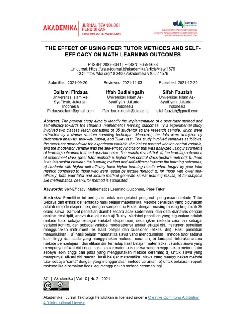 1576 Article Text 4627 1 10 20220412 | PDF | Self Efficacy | Analysis ...
