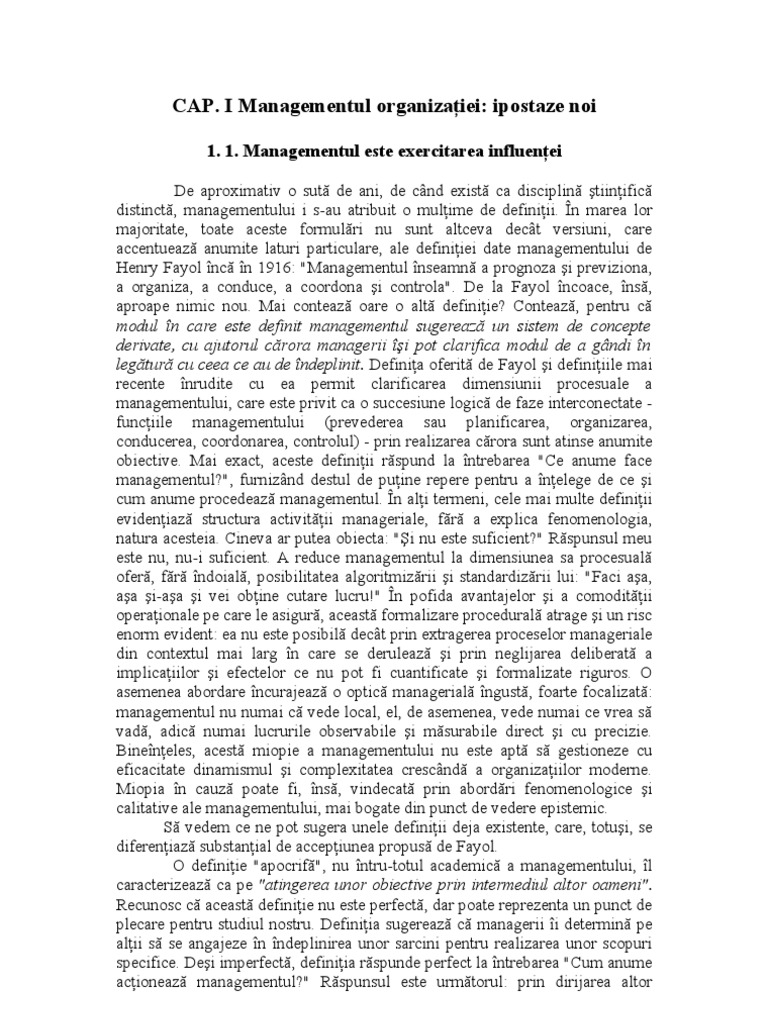 Managementul Organizatiei | PDF