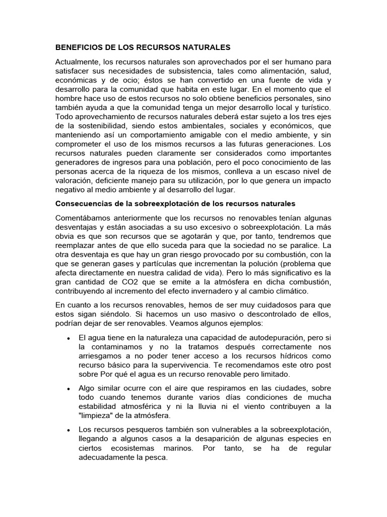 Beneficios de los Recursos Naturales | PDF | Estado (política ...