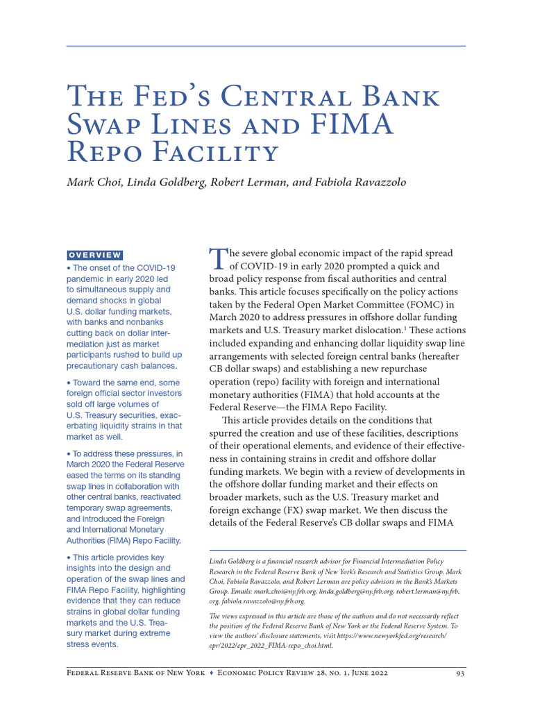 FIMA Repo Facility and Dollar Liquidity | PDF | Federal Reserve ...