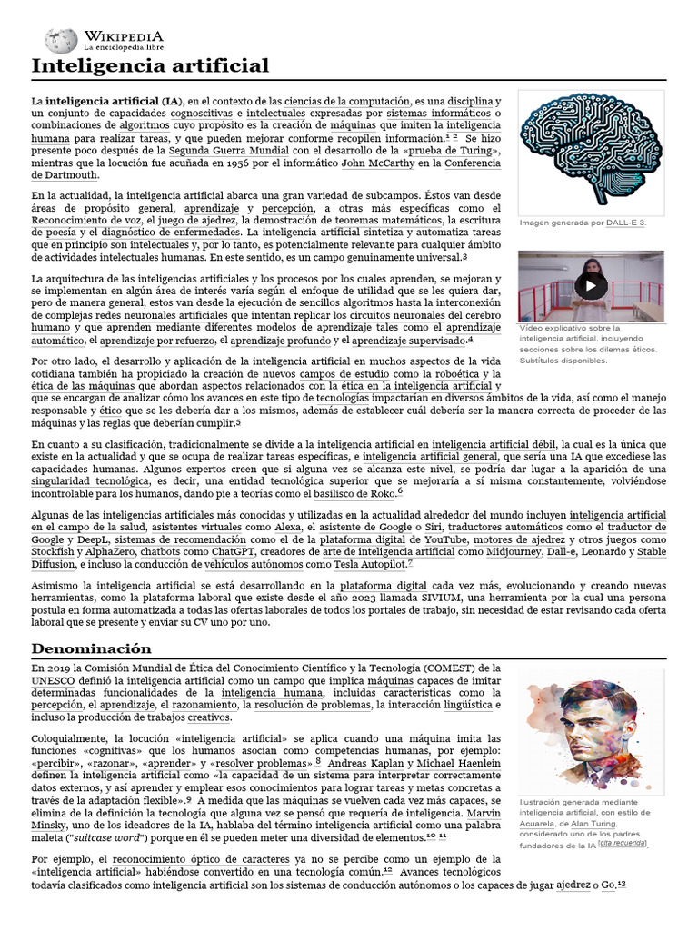 Introducción a la Inteligencia Artificial | PDF | Inteligencia ...