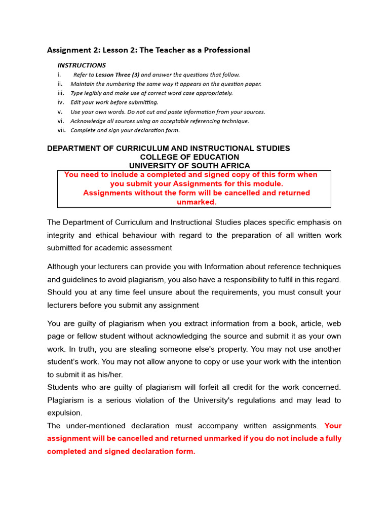 Semester 2 Teacher Assignment Guidelines | PDF | Plagiarism