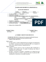 Formato REPORTE PRELIMINAR DE RESIDENCIA PROFESIONAL