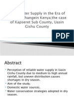 Rural Water Supply in The Era of Climate Changein Kenya The Case of Kapseret Sub County, Uasin Gishu County