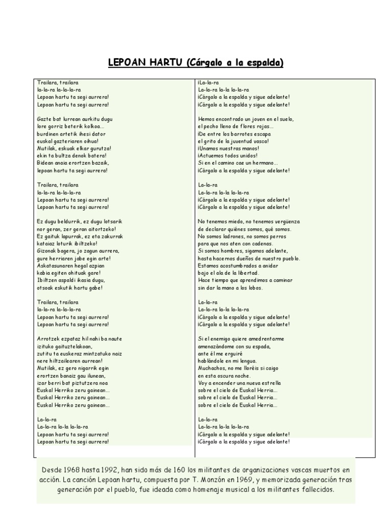 Letras Canciones | PDF | País Vasco (Comunidad Autónoma) | País Vasco ...