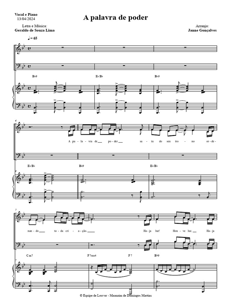 A Palavra de Poder - Vocal e Piano - 13 04 2024 | PDF, image size:768x1024