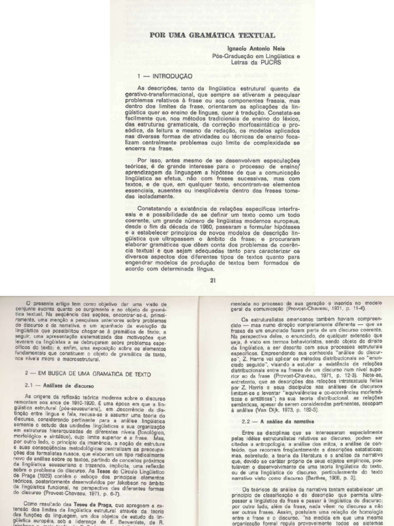Ignacio - Por Uma Gramática Textual | PDF
