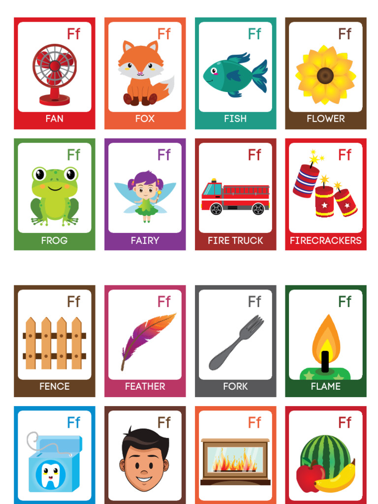 Fun and Illustrative Letter F Alphabet Flashcards for Kids | PDF