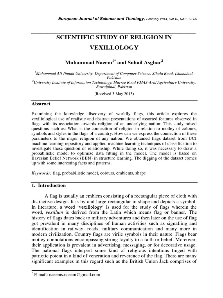 Religion and Flags: A Scientific Study | PDF | Bayesian Network