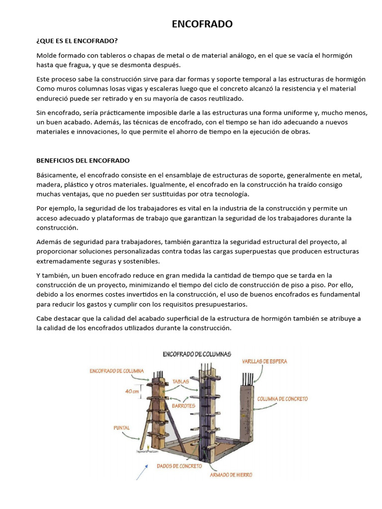 ENCOFRADO | PDF | Hormigón | Materiales de construcción