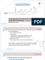Evaluation of European Research and Innovation Programmes