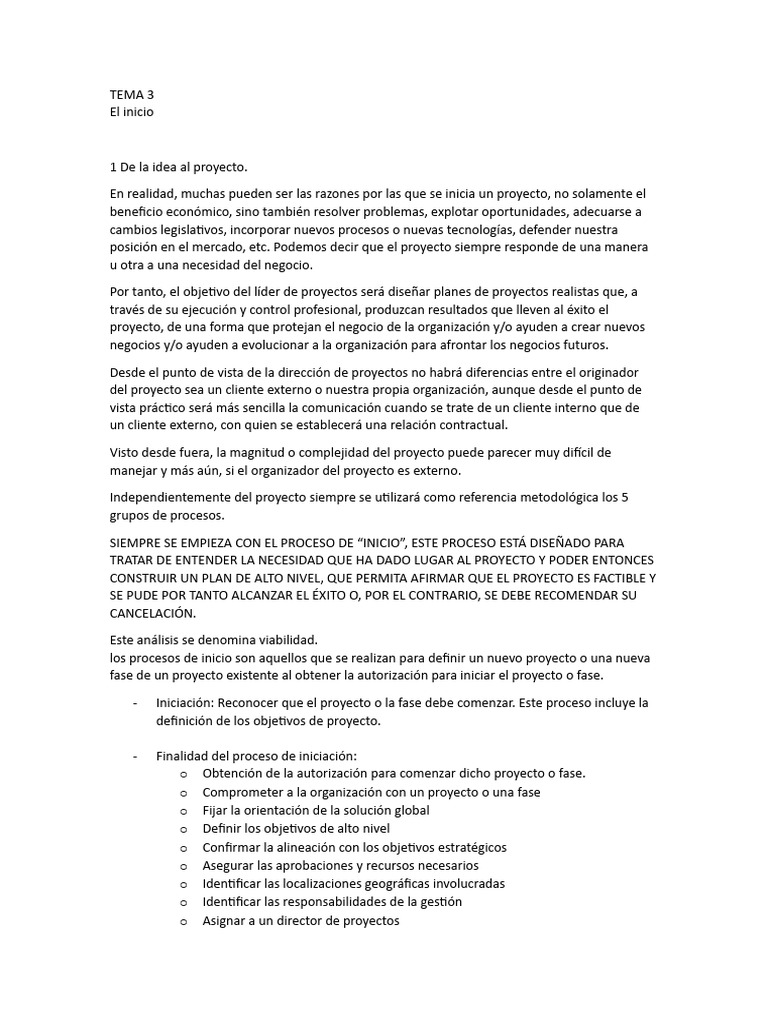 Tema 3 gesti n de proyectos unir pdf cliente inversiones