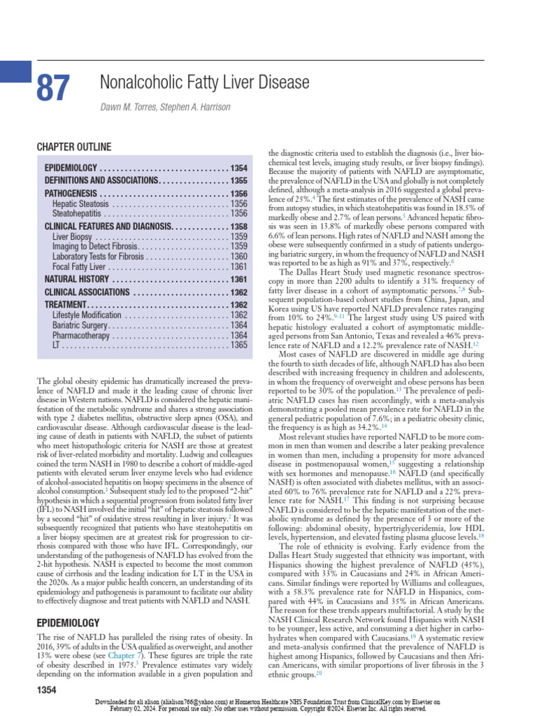 Nonalcoholic Fatty Liver Disease | PDF | Medical Specialties | Cell Biology