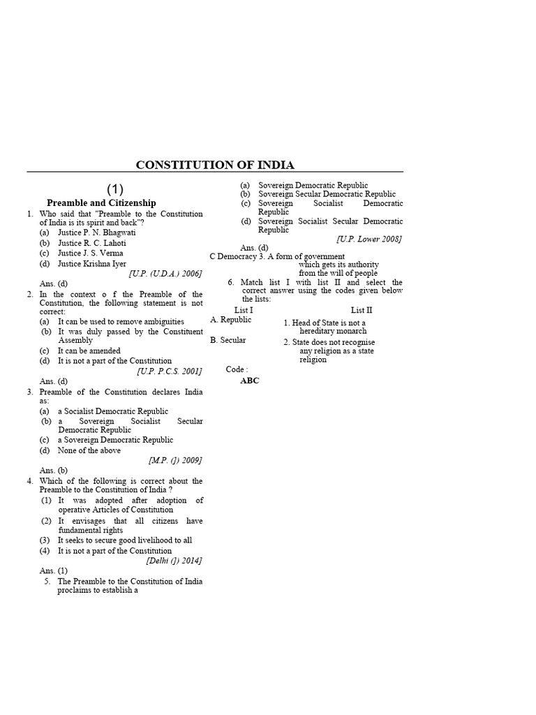 Preamble of the Indian Constitution | PDF | Justice | Crime & Violence