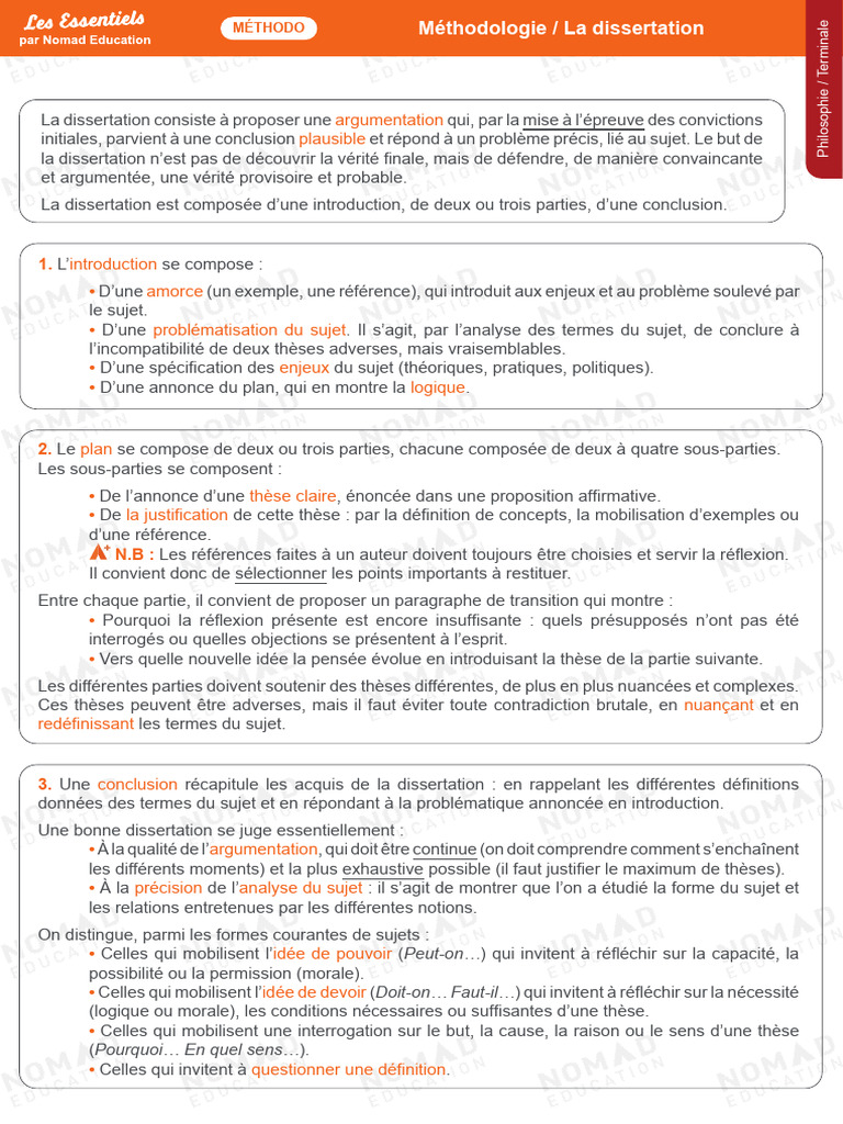 Méthodologie de la dissertation en philo | PDF | Vérité | Argumentation