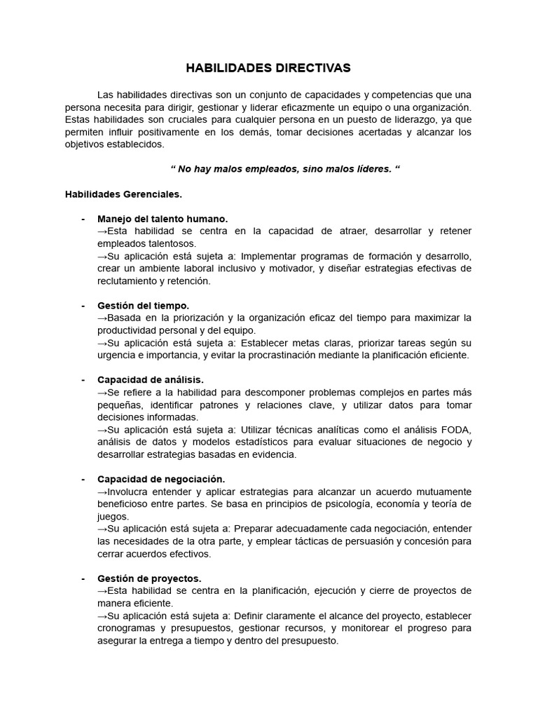 Habilidades Directivas Esenciales | PDF | Liderazgo | Toma de decisiones