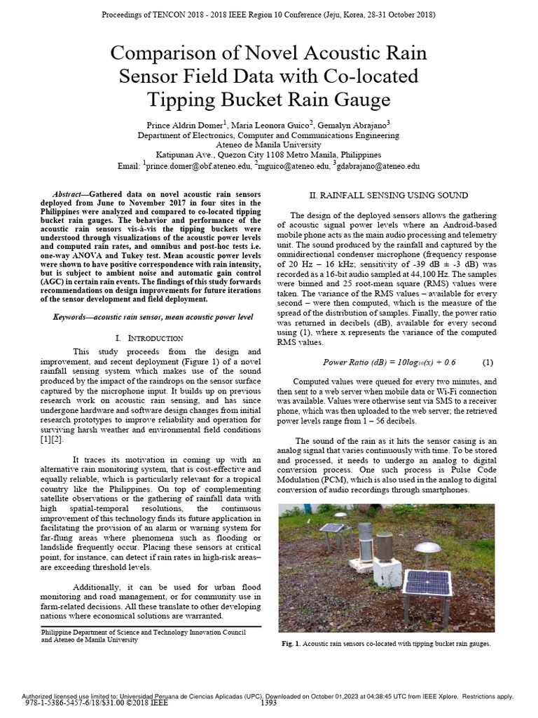 Acoustic Rain Gauge Performance Study | PDF | Sampling (Signal ...