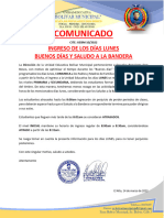 Comunicado 10 Ingreso Día Lunes