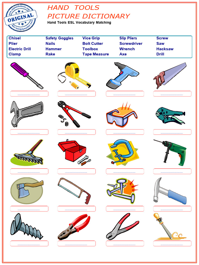 Hand Tools Picture Dictionary | PDF
