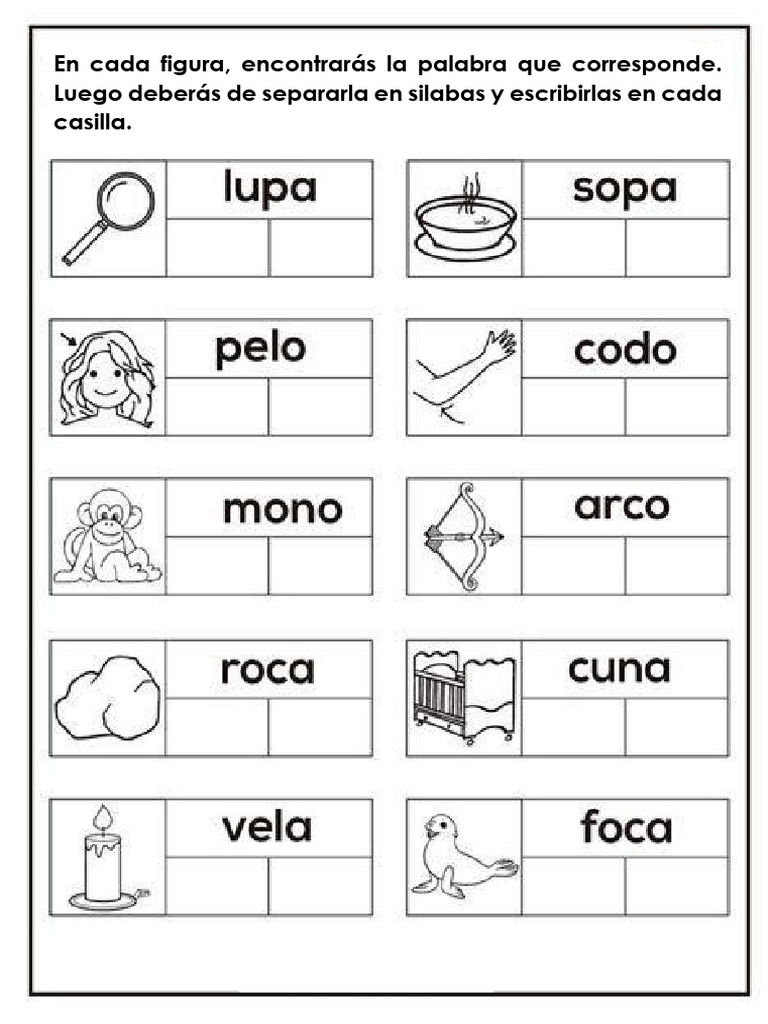 Ejercicios de separación de sílabas | PDF