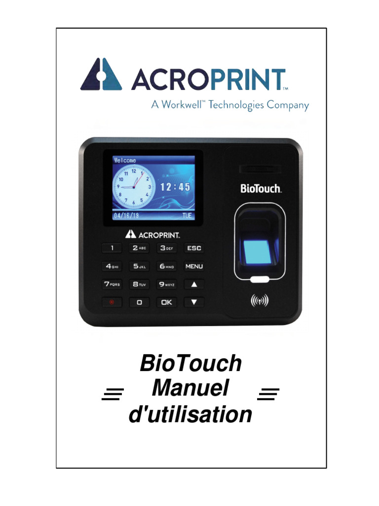 Manuel d'utilisation du BioTouch | PDF | Microsoft Excel | Clé USB