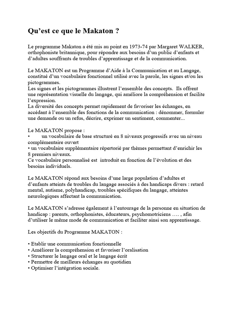 Introduction au Makaton et ses objectifs | PDF