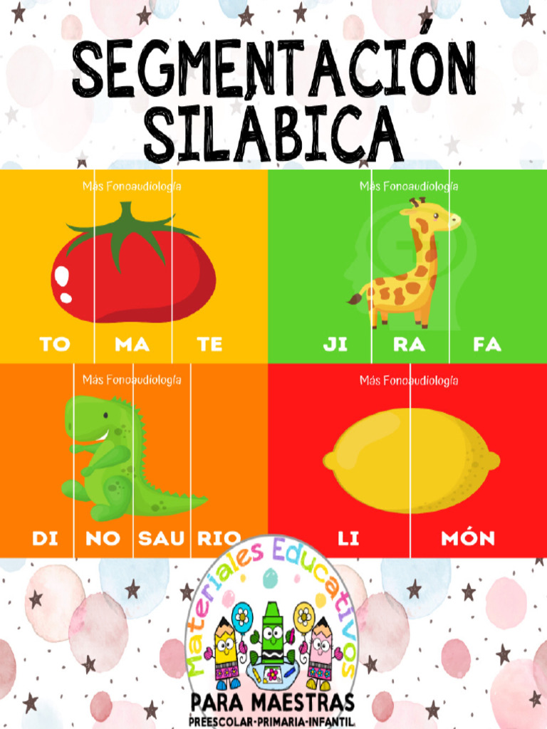 Tarjetas de Segmentación Silábica Recopilado Por Materiales Educativos ...