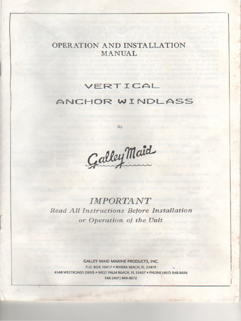Vertical Windlass Manuel | PDF