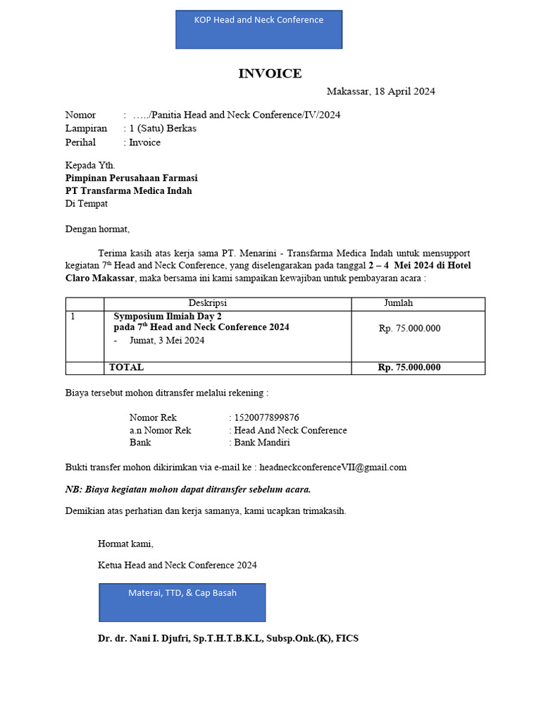 Invoice Pembayaran Konferensi 2024 | PDF