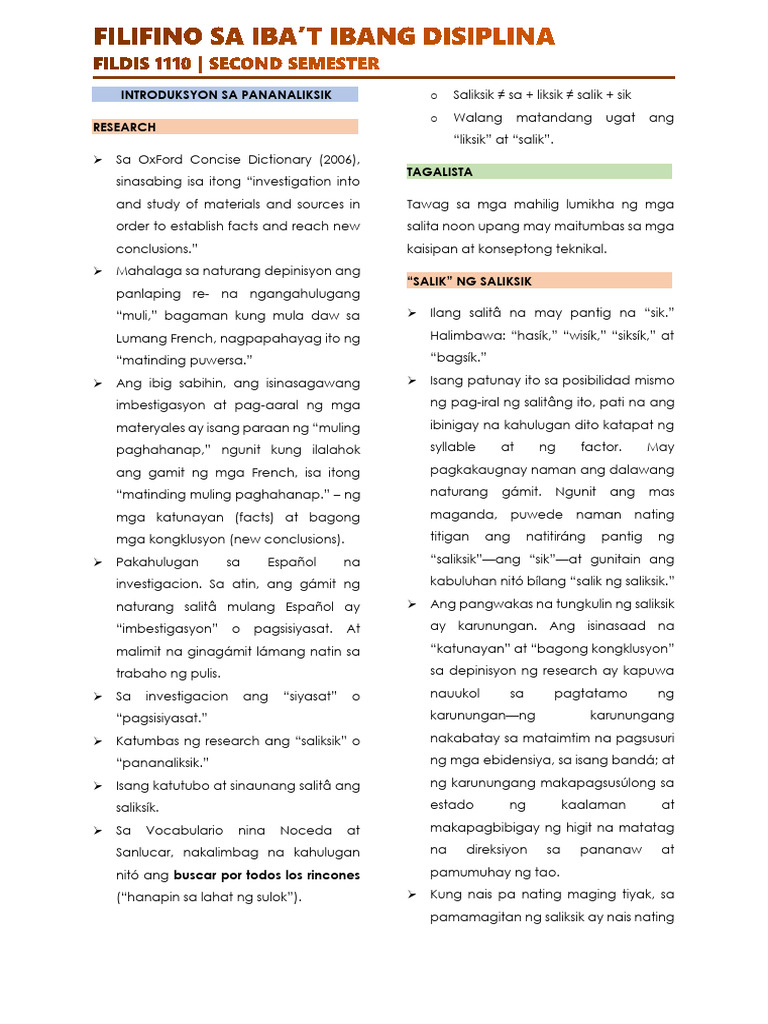 Filipino Sa Ibat Ibang Disiplina | PDF