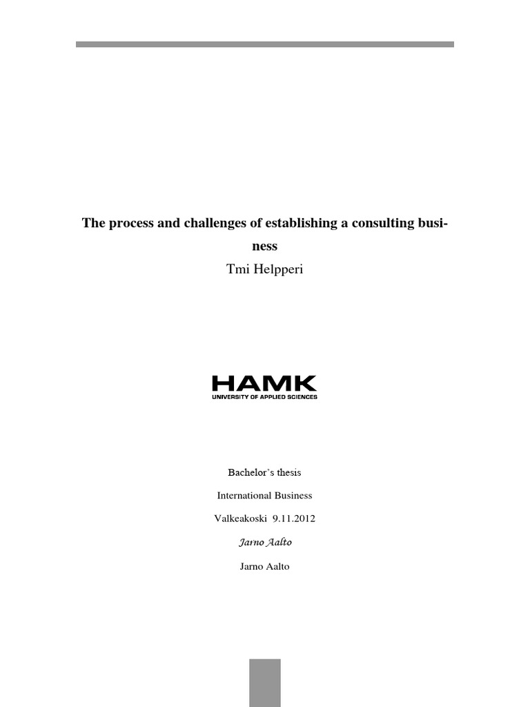The Process and Challenges of Establishing A Consulting Business | PDF ...