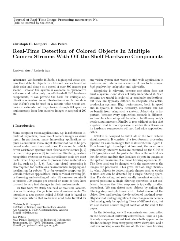 Real-Time Detection of Colored Objects in Multiple Camera Streams With ...