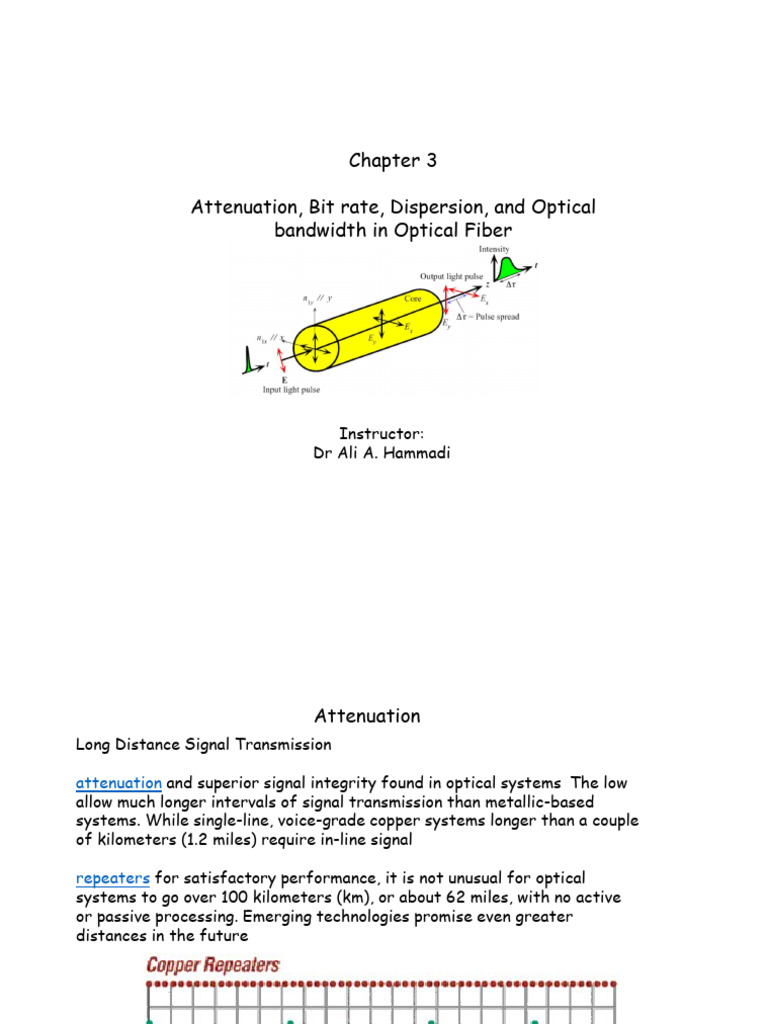 Attenuation and Dispersion in Optical Fiber | PDF | Optical Fiber ...