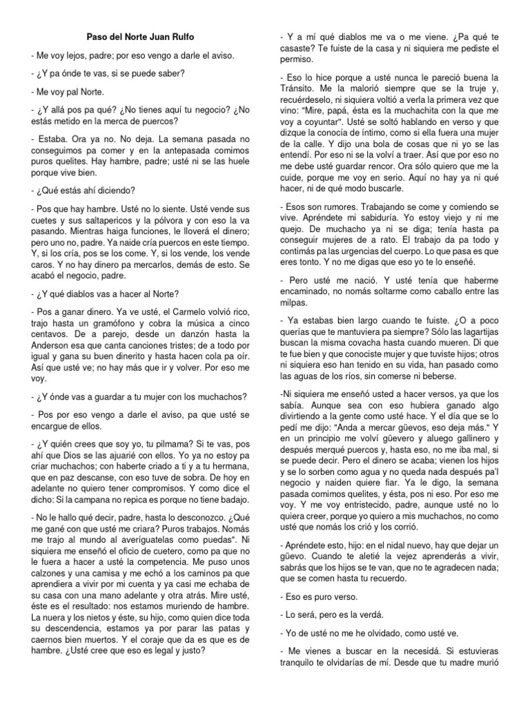Paso Del Norte Juan Rulfo | PDF